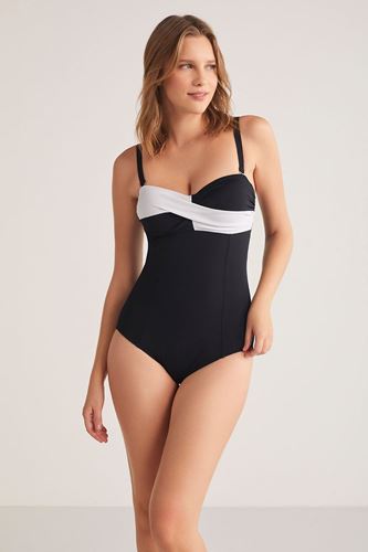 Kom Nino Kaplı Korseli Straplez Mayo Siyah