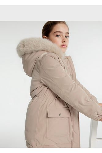 Mayoral Kız Çocuk Kapşonlu Uzun Parka Mont Krem