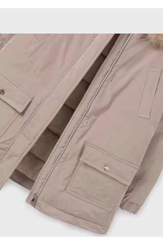 Mayoral Kız Çocuk Kapşonlu Uzun Parka Mont Krem