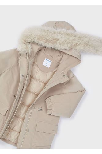 Mayoral Kız Çocuk Kapşonlu Uzun Mont Krem