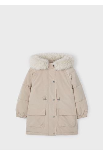 Mayoral Kız Çocuk Kapşonlu Uzun Mont Krem