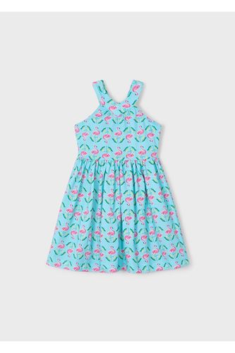 Mayoral Kız Çocuk Baskılı Çapraz Sırtlı Elbise 3938 Mavi