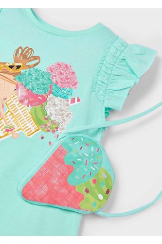 Mayoral Kız Çocuk Dondurma Çantalı Elbise 3940 Turkuaz