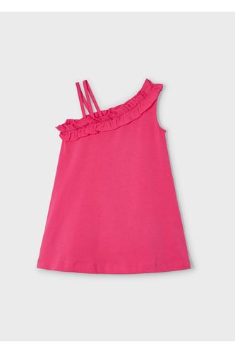 Mayoral Kız Çocuk Örgü Detaylı Rahat Asimetrik Elbise 3937 Pembe
