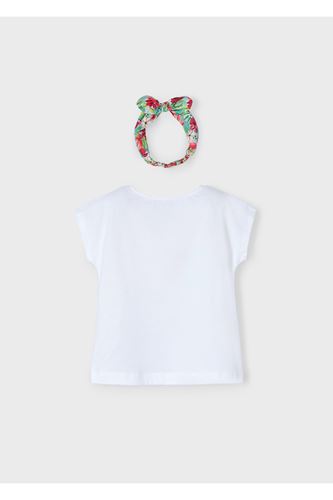 Mayoral Kız Çocuk Baskılı Kafa Bandlı Tişörtü 3009 Beyaz