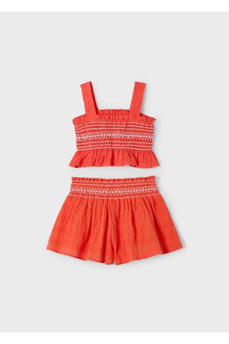 Mayoral Kız Çocuk Petek Üst Ve Şort Takımı 3216 Kırmızı