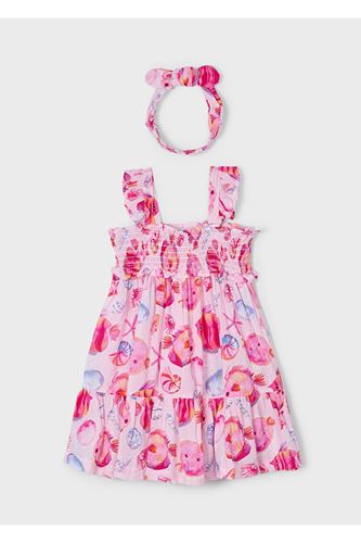 Mayoral Kız Çocuk Kafa Bandı İle Baskılı Elbise 3939 Kırmızı