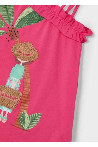 Mayoral Kız Çocuk Örgü Detaylı Rahat Asimetrik Elbise 3937 Pembe