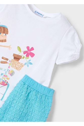 Mayoral Kız Çocuk Şort Ve Tişört Takımı 3211 Mavi