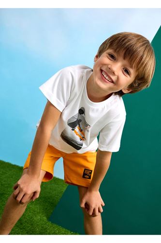 Mayoral Erkek Çocuk Kaykay Şortu Ve Tişört Takımı 3607 Turuncu