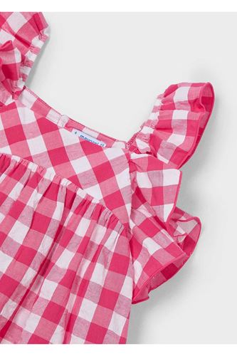 Mayoral Kız Çocuk Gingham Ekose Elbise  3935 Kırmızı