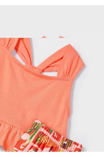 Mayoral Kız Çocuk Baskılı Şort Ve Tişört Takımı 3215 Turuncu