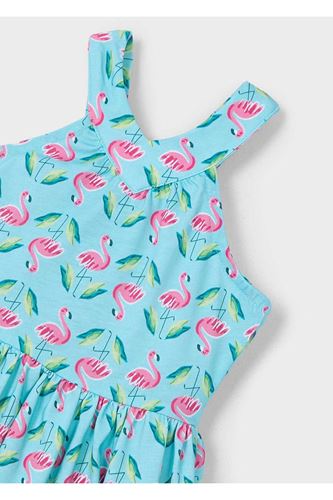 Mayoral Kız Çocuk Baskılı Çapraz Sırtlı Elbise 3938 Mavi