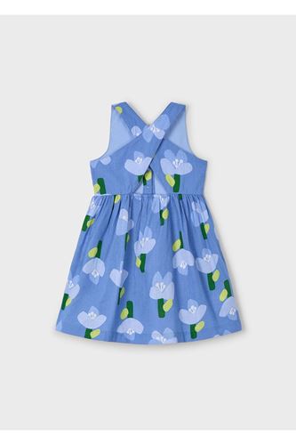 Mayoral Kız Çocuk Düğmeli Çiçek Desenli Elbise 3960 Mavi