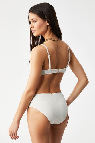 Kom Carlet Simli Kumaş Dolgulu (Push Uplı) Bikini Ekru