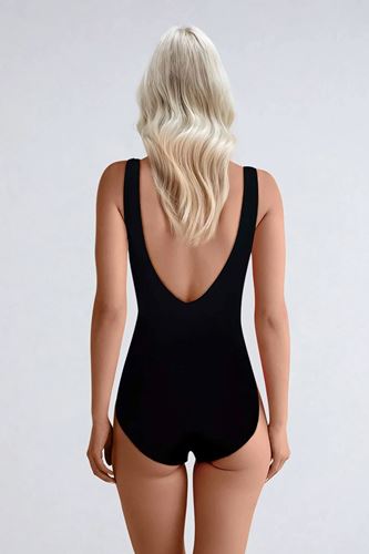 Kom Verde Düz Renk Toparlayıcı Mayo Siyah