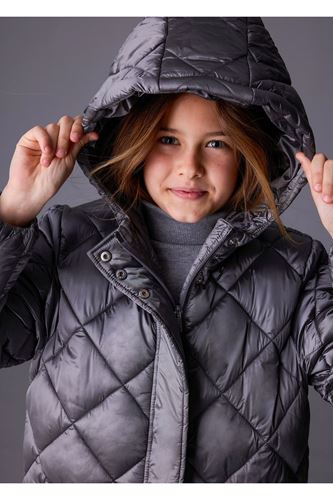 Mayoral Kız Çocuk Dolgulu Yumuşak Tüylü Astarlı Uzun Kışlık Mont 7432 Gri