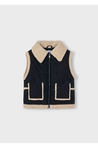 Mayoral Kız Çocuk Kontrast Tüylü Koyun Derisi Yelek 4313 Siyah