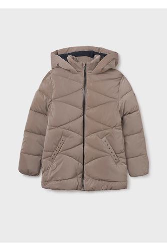 Mayoral Kız Çocuk Dolgulu Yumuşak Doku Uzun Kalın Kışlık Mont 7436 Kahverengi