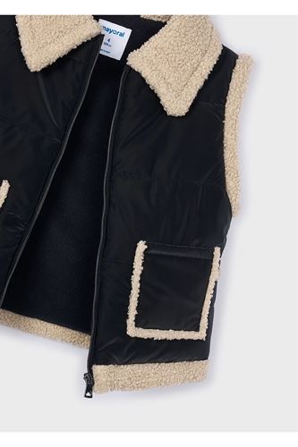 Mayoral Kız Çocuk Kontrast Tüylü Koyun Derisi Yelek 4313 Siyah