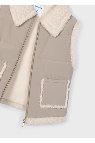 Mayoral Kız Çocuk Kontrast Tüylü Koyun Derisi Yelek 4313 Bej