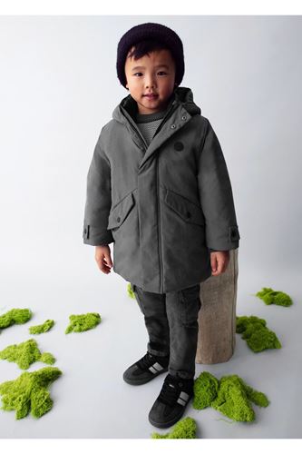 Mayoral Erkek Çocuk Kapüşonlu Uzun Parka Mont 4419 Siyah
