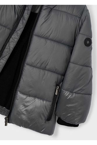 Mayoral Erkek Çocuk Kapüşonlu Dolgulu Parlak Kumaş Mont 4416 Gri