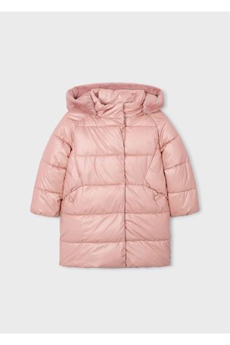 Mayoral Kız Çocuk Kürk Süslemeli Kapüşonlu Uzun Mont 4447 Pembe