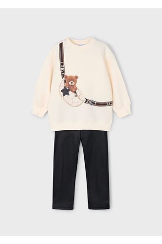 Mayoral Kız Çocuk Oyuncak Ayı Tayt ve Sweatshirt 2 li Takım 4727 Siyah