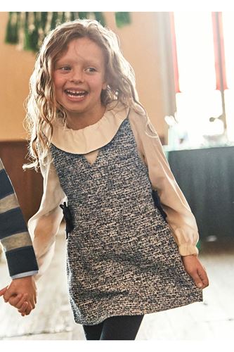 Mayoral Kız Çocuk Elastik Manşetli Uzun Kollu Önlük Elbise 4990 Lacivert