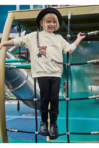 Mayoral Kız Çocuk Oyuncak Ayı Tayt ve Sweatshirt 2 li Takım 4727 Siyah