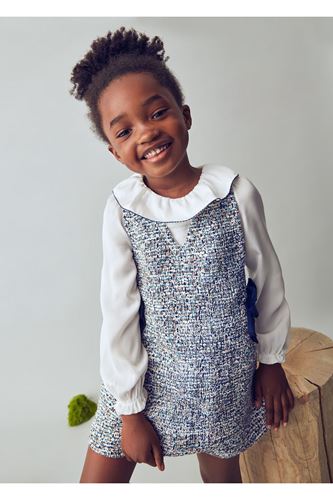 Mayoral Kız Çocuk Elastik Manşetli Uzun Kollu Önlük Elbise 4990 Lacivert