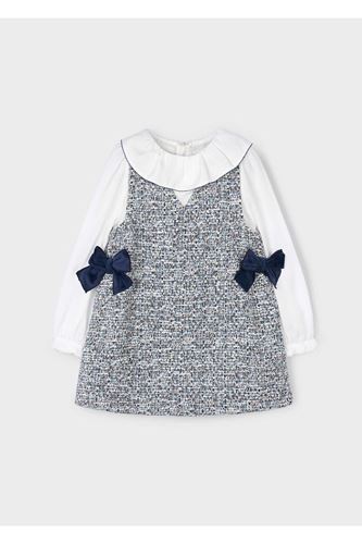 Mayoral Kız Çocuk Elastik Manşetli Uzun Kollu Önlük Elbise 4990 Lacivert