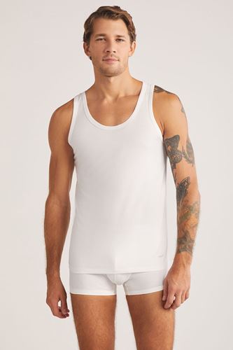 Kom Scott Askılı 2 li Basic Erkek Modal Atlet Beyaz