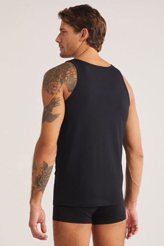 Kom Scott Askılı 2 li Basic Erkek Modal Atlet Siyah