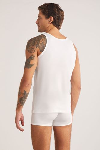 Kom Scott Askılı 2 li Basic Erkek Modal Atlet Beyaz