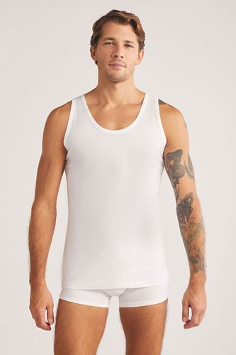 Kom Henry Askılı 2 li Basic Erkek Atlet Beyaz