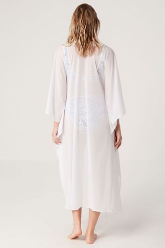 Kom Yurkemi Bağlamalı Uzun Elbise Beyaz