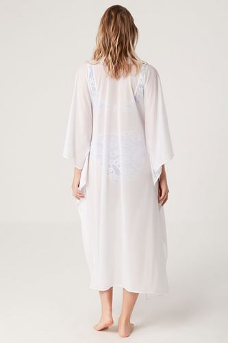 Kom Yurkemi Bağlamalı Uzun Elbise Beyaz