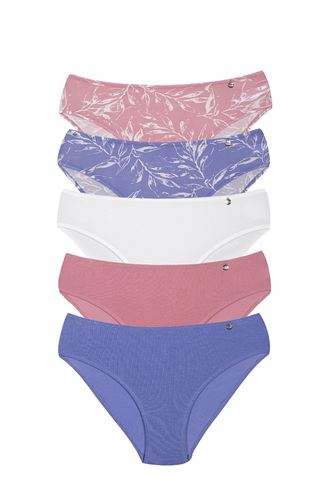 Kom Pamuk-Modal Aleaves 5 li Kadın Külot Renkli