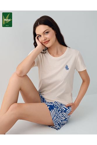 Arnetta Kadın Modal Şort Takım Taş Rengi