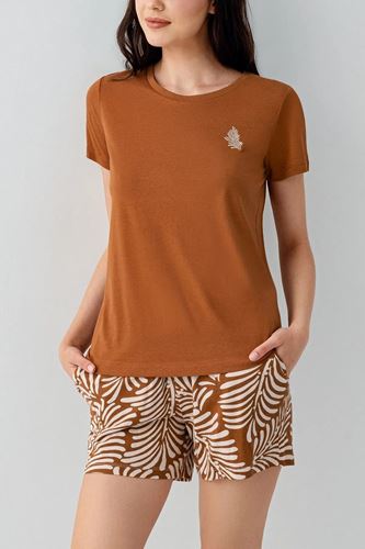 Arnetta Kadın Modal Şort Takım Kahve