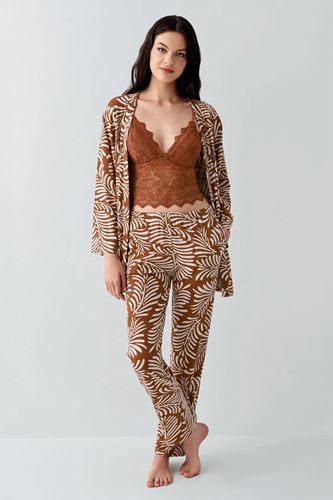 Arnetta Kadın Modal 3'lü Pijama Takımı Kahve