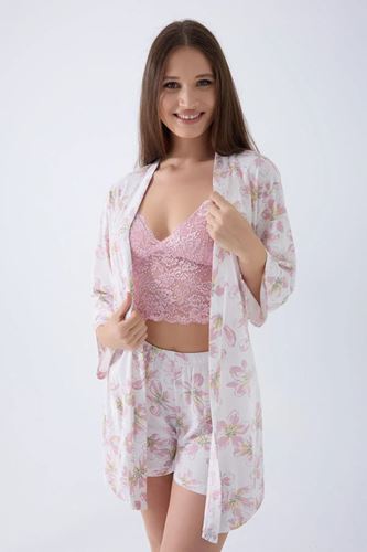 Arnetta Kadın Modal 3'lü Pijama Takımı Pembe