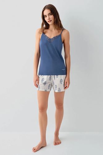 Pierre Cardin Kadın Modal 3 lü Gecelik Sabahlık Takım Mavi