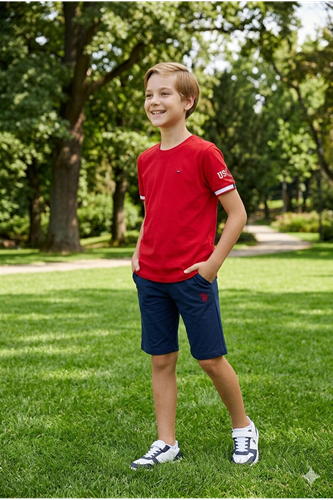 U.S. Polo Assn Erkek Çocuk Süprem Şortlu Takım Kırmızı