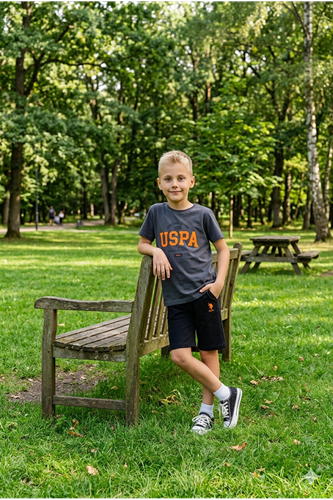 U.S. Polo Assn Erkek Çocuk Süprem Şortlu Takım Füme