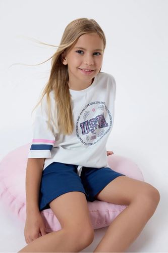 U.S. Polo Assn Kız Çocuk Süprem Şortlu Takım Beyaz