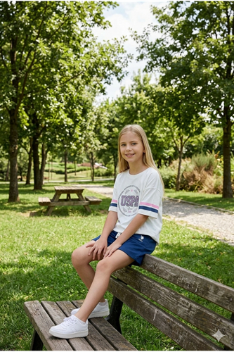 U.S. Polo Assn Kız Çocuk Süprem Şortlu Takım Beyaz