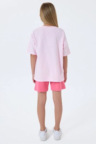 U.S. Polo Assn Kız Çocuk İki İplik Şortlu Takım Pembe